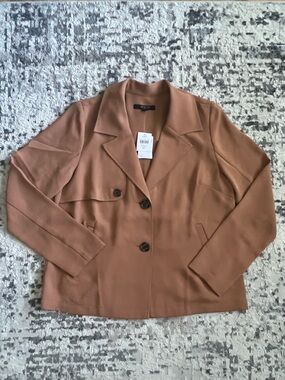 J. Jill Rust-Tan Double-Breasted Blazer